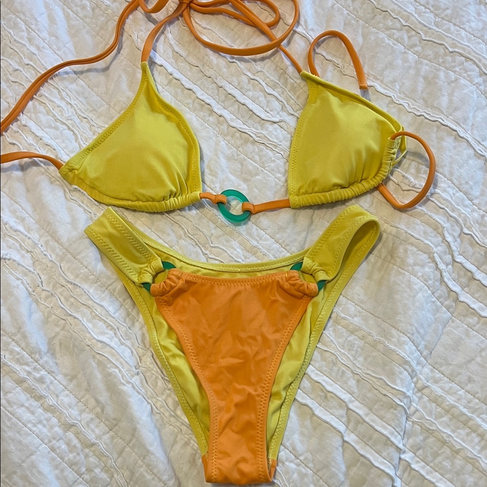 Pacsun Yellow and Orange Bikini Set